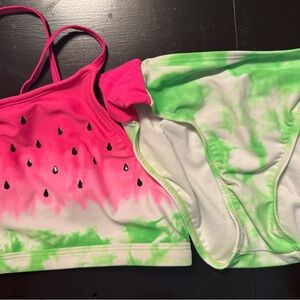 Justice Pink and Green Watermelon Swim Set